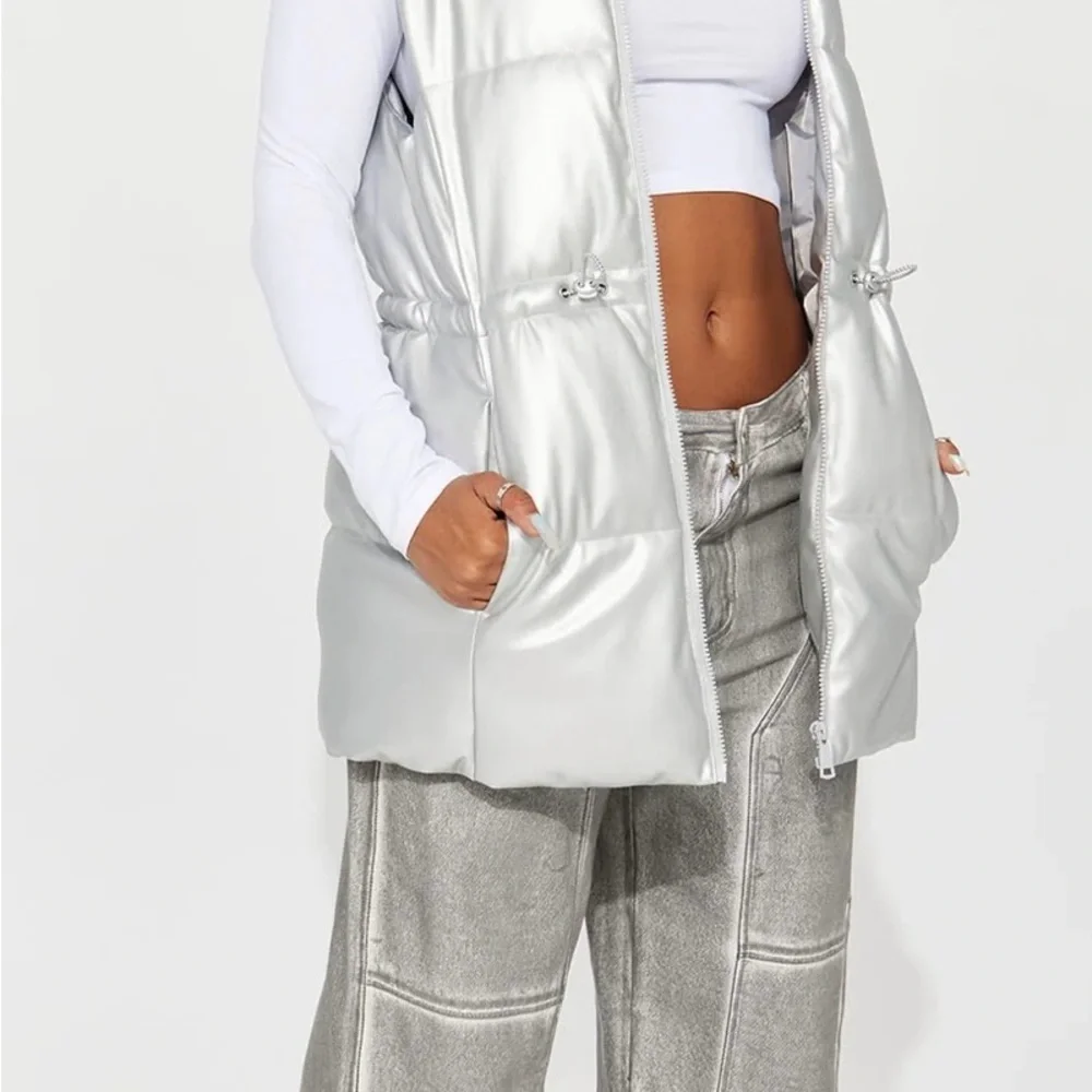Fashion Nova Metallic Silver Vest